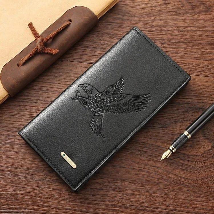 Mens Embossed Bird Leather Wallet