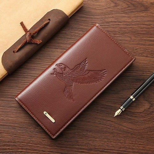 Mens Embossed Bird Leather Wallet